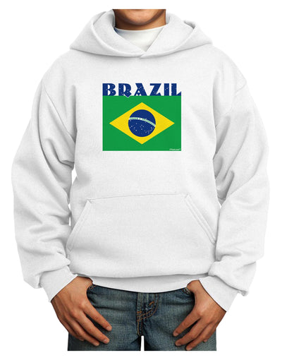 Brazil Flag Youth Hoodie Pullover Sweatshirt-Youth Hoodie-TooLoud-White-XS-Davson Sales