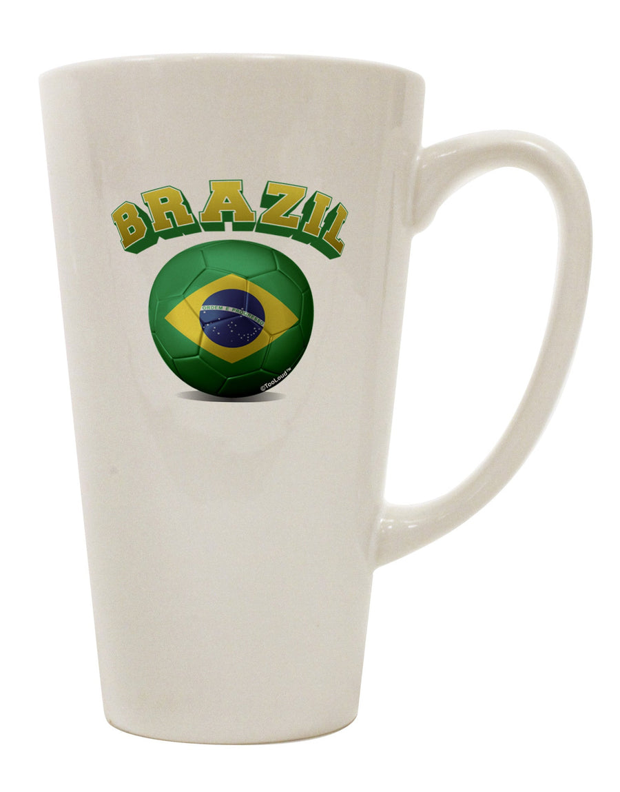 Brazilian Soccer Ball Flag Conical Latte Coffee Mug - Perfect for Soccer Enthusiasts! - TooLoud-Conical Latte Mug-TooLoud-White-Davson Sales