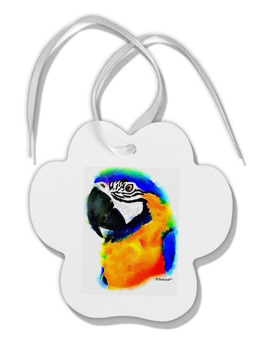 Brightly Colored Parrot Watercolor Paw Print Shaped Ornament-Ornament-TooLoud-White-Davson Sales