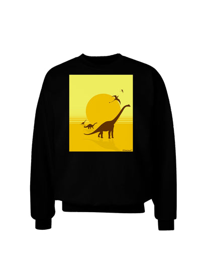 Brontosaurus and Pterodactyl Silhouettes with Sun Adult Dark Sweatshirt by TooLoud-Sweatshirts-TooLoud-Black-Small-Davson Sales