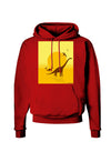 Brontosaurus and Pterodactyl Silhouettes with Sun Dark Hoodie Sweatshirt by TooLoud-Hoodie-TooLoud-Red-Small-Davson Sales