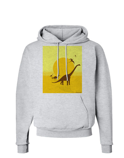 Brontosaurus and Pterodactyl Silhouettes with Sun Hoodie Sweatshirt by TooLoud-Hoodie-TooLoud-AshGray-Small-Davson Sales