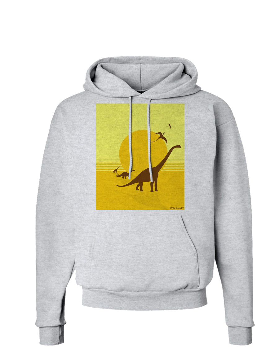 Brontosaurus and Pterodactyl Silhouettes with Sun Hoodie Sweatshirt by TooLoud-Hoodie-TooLoud-White-Small-Davson Sales