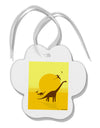 Brontosaurus and Pterodactyl Silhouettes with Sun Paw Print Shaped Ornament by TooLoud-Ornament-TooLoud-White-Davson Sales