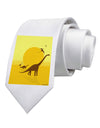 Brontosaurus and Pterodactyl Silhouettes with Sun Printed White Necktie by TooLoud