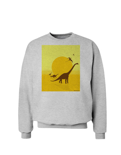 Brontosaurus and Pterodactyl Silhouettes with Sun Sweatshirt by TooLoud-Sweatshirts-TooLoud-AshGray-Small-Davson Sales