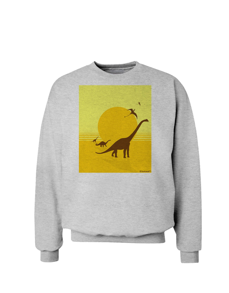 Brontosaurus and Pterodactyl Silhouettes with Sun Sweatshirt by TooLoud-Sweatshirts-TooLoud-White-Small-Davson Sales