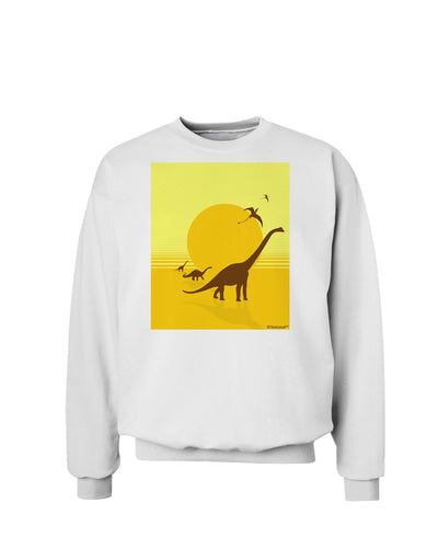 Brontosaurus and Pterodactyl Silhouettes with Sun Sweatshirt by TooLoud-Sweatshirts-TooLoud-White-Small-Davson Sales