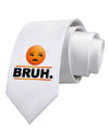 Bruh Emoji Printed White Necktie