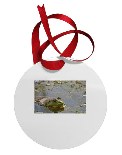 Bullfrog In Water Circular Metal Ornament by TooLoud-Ornament-TooLoud-White-Davson Sales