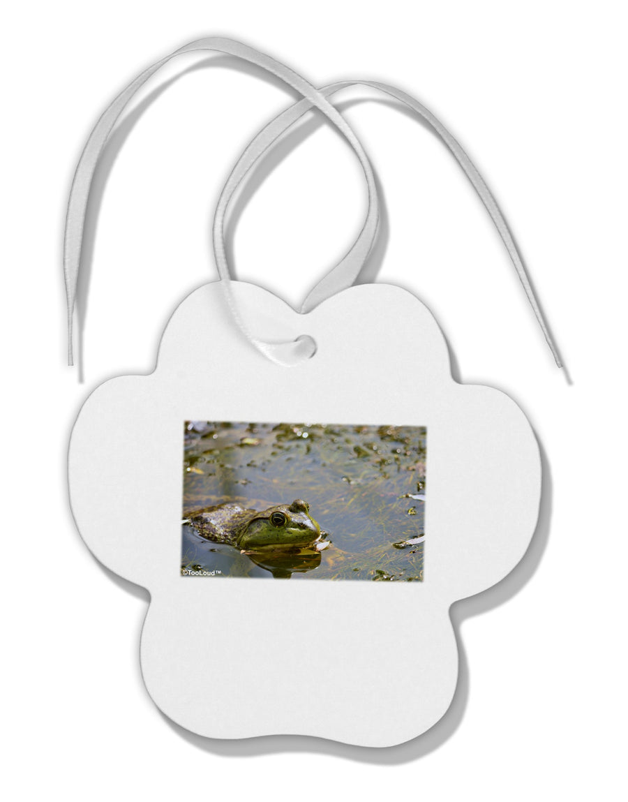 Bullfrog In Water Paw Print Shaped Ornament by TooLoud-Ornament-TooLoud-White-Davson Sales