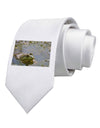 Bullfrog In Water Printed White Necktie by TooLoud