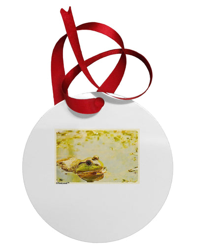 Bullfrog In Watercolor Circular Metal Ornament by TooLoud-Ornament-TooLoud-White-Davson Sales