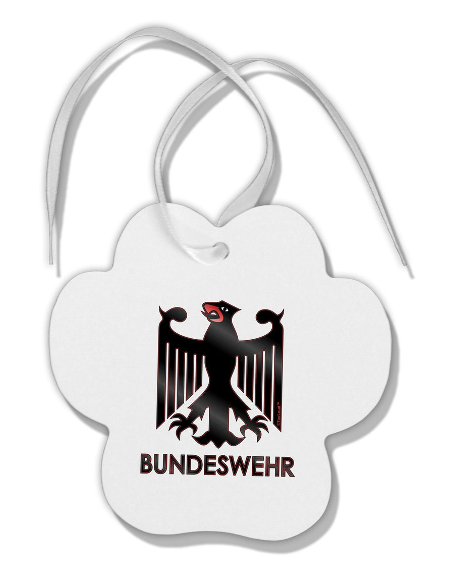 Bundeswehr Logo with Text Paw Print Shaped Ornament-Ornament-TooLoud-White-Davson Sales