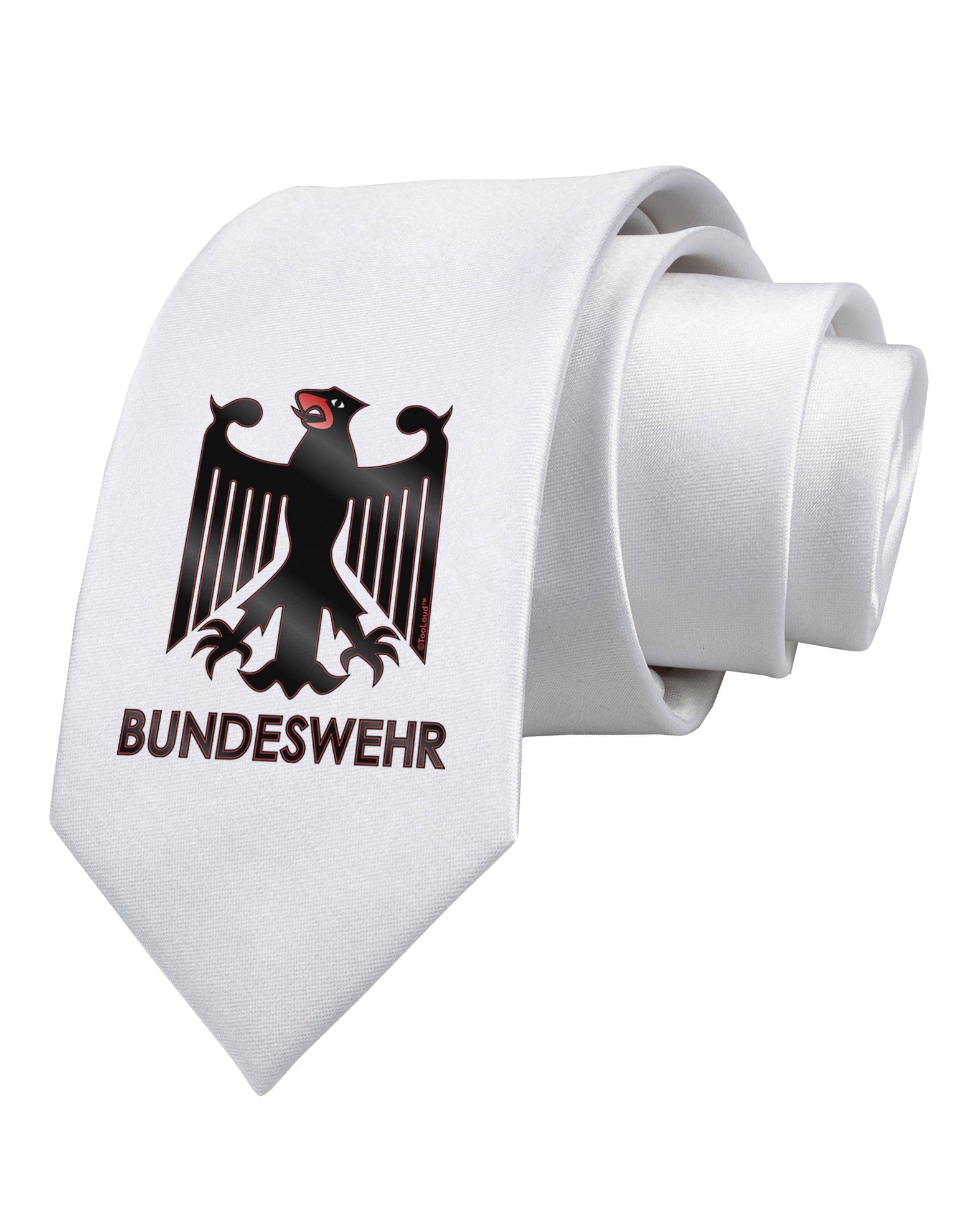 Bundeswehr Logo with Text Printed White Necktie