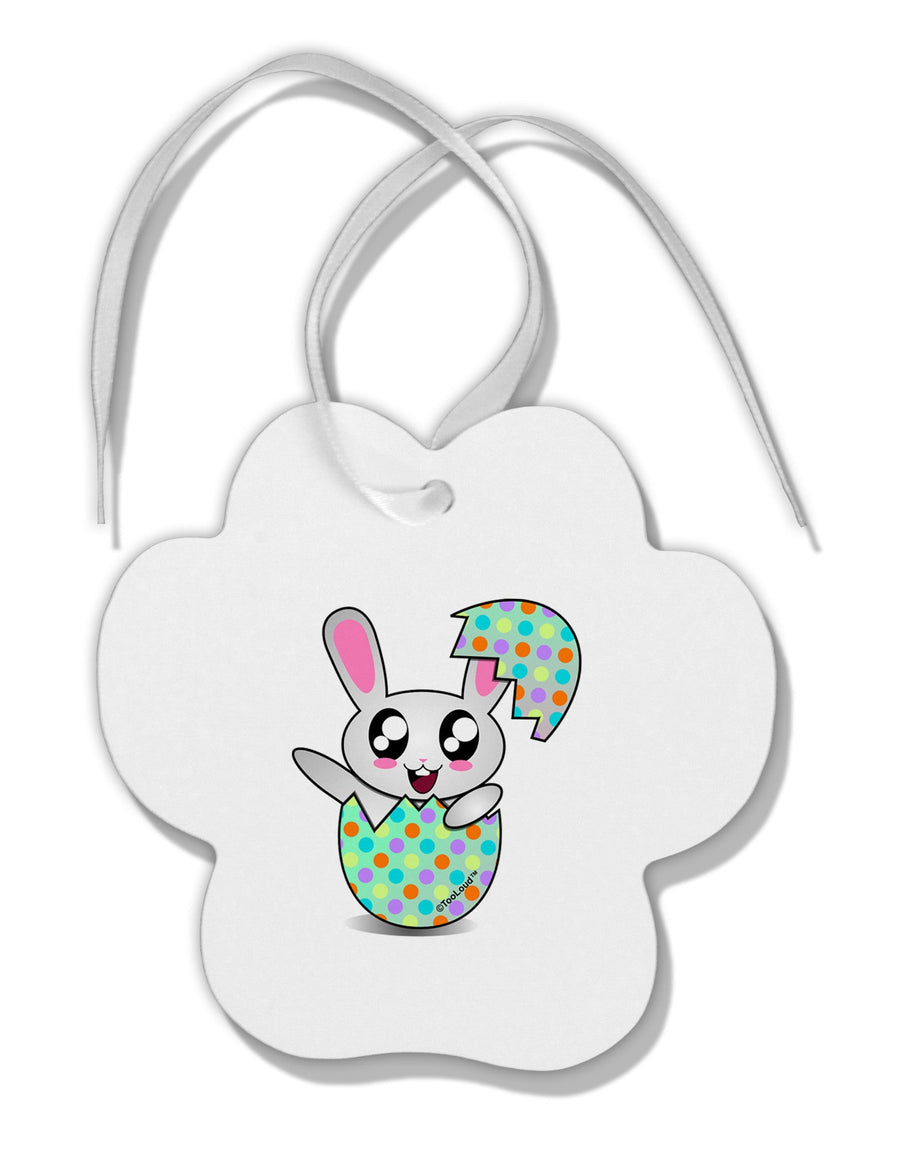 Bunny Hatching From Egg Paw Print Shaped Ornament-Ornament-TooLoud-White-Davson Sales