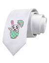 Bunny Hatching From Egg Printed White Necktie