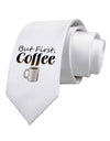 But First Coffee Printed White Necktie