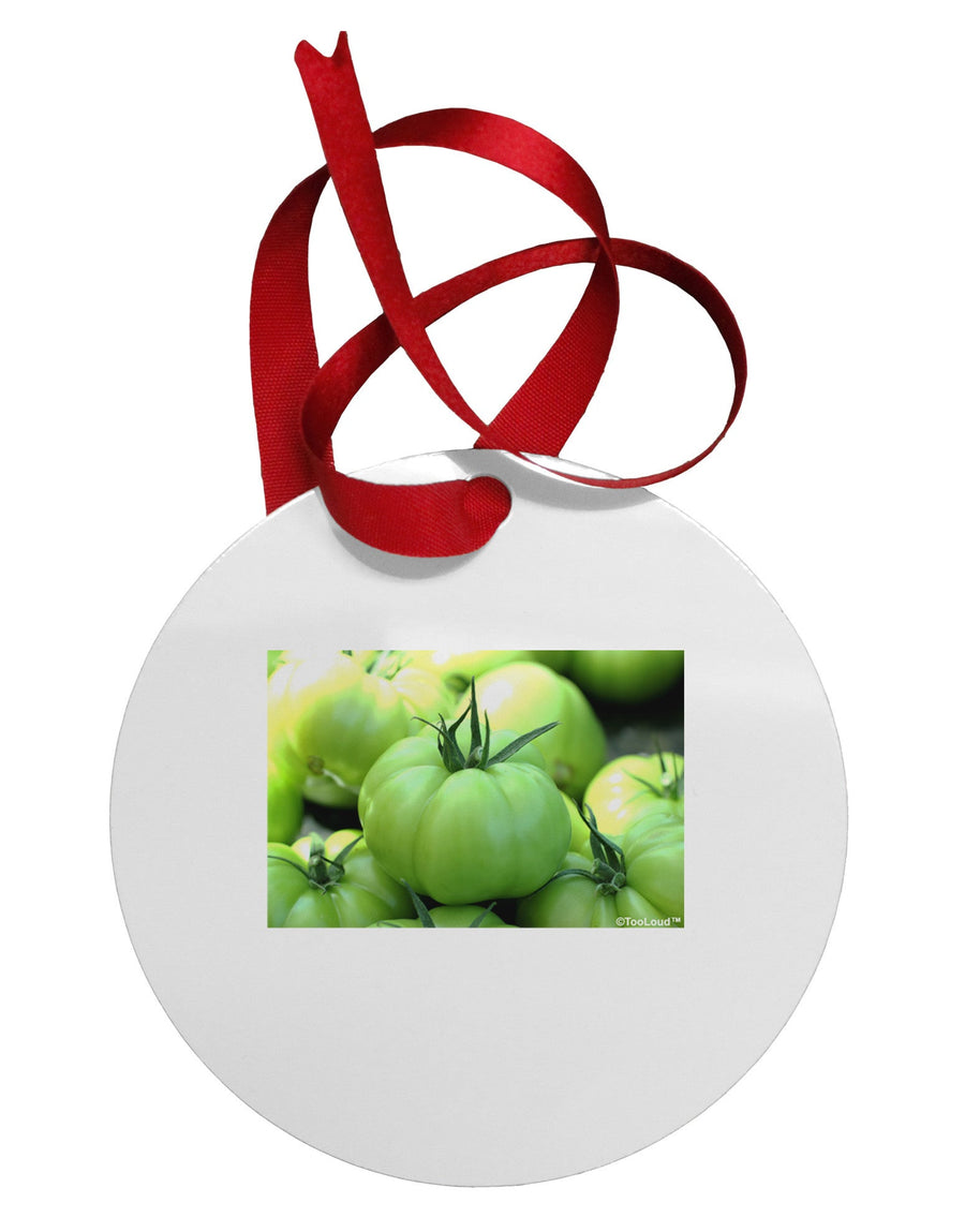 Buy Local - Green Tomatoes Circular Metal Ornament-Ornament-TooLoud-White-Davson Sales