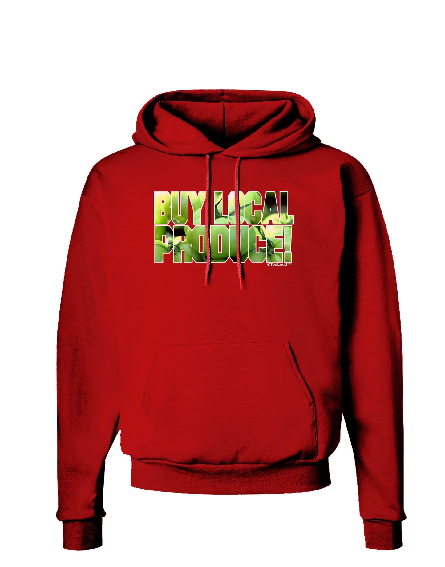Buy Local - Green Tomatoes Text Dark Hoodie Sweatshirt-Hoodie-TooLoud-Red-Small-Davson Sales
