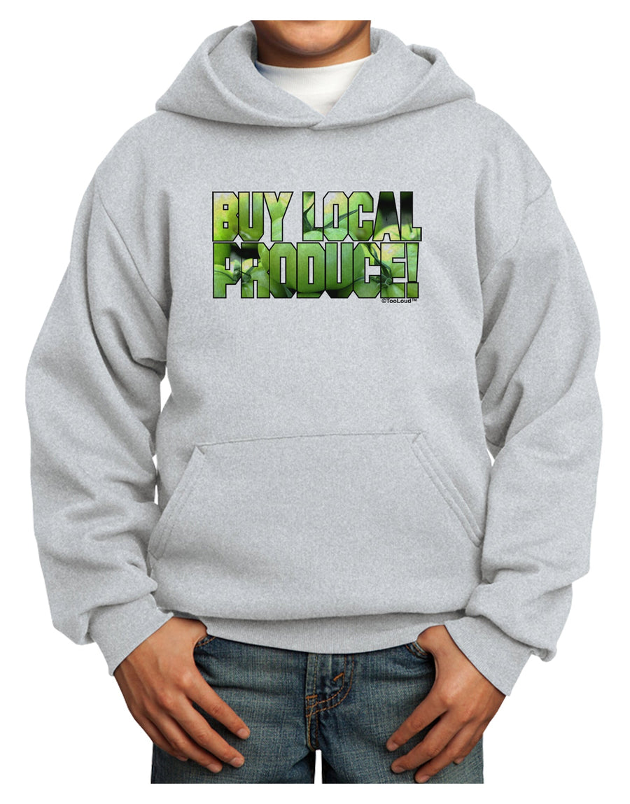 Buy Local - Green Tomatoes Text Youth Hoodie Pullover Sweatshirt-Youth Hoodie-TooLoud-White-XS-Davson Sales