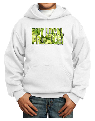 Buy Local - Jalapenos Text Youth Hoodie Pullover Sweatshirt-Youth Hoodie-TooLoud-White-XS-Davson Sales