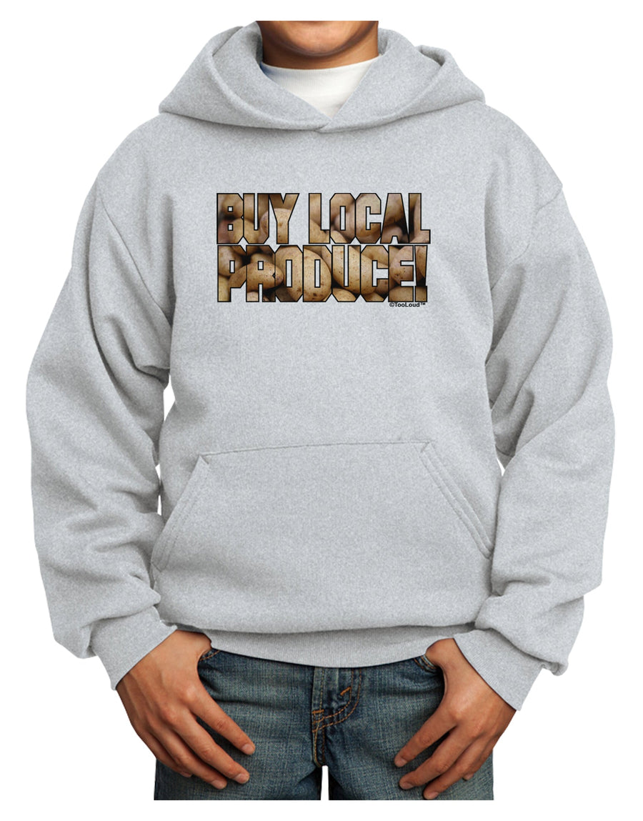 Buy Local Produce Potatoes Text Youth Hoodie Pullover Sweatshirt-Youth Hoodie-TooLoud-White-XS-Davson Sales