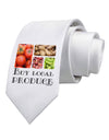 Buy Local Produce Text Printed White Necktie