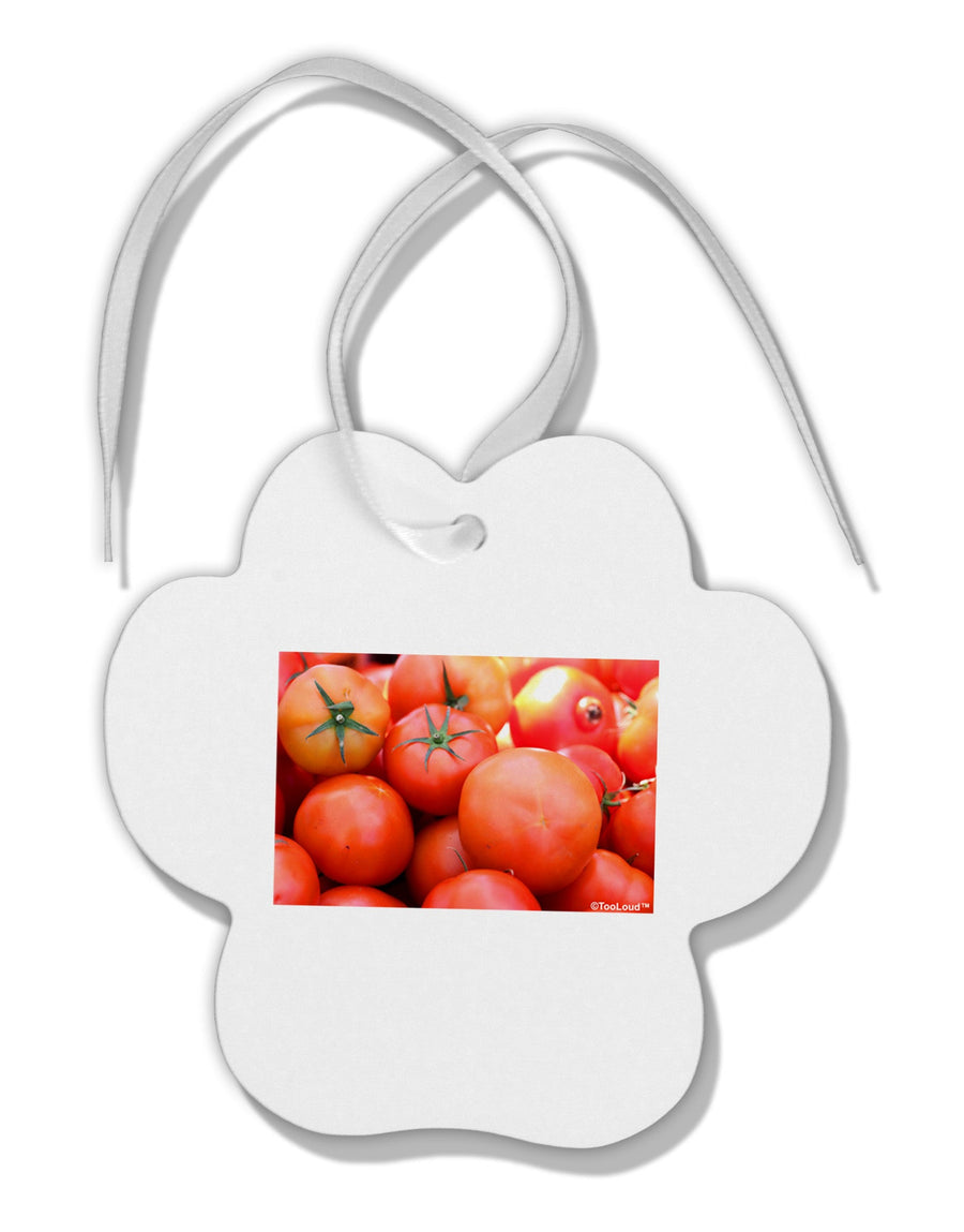 Buy Local Produce Tomatoes Paw Print Shaped Ornament-Ornament-TooLoud-White-Davson Sales