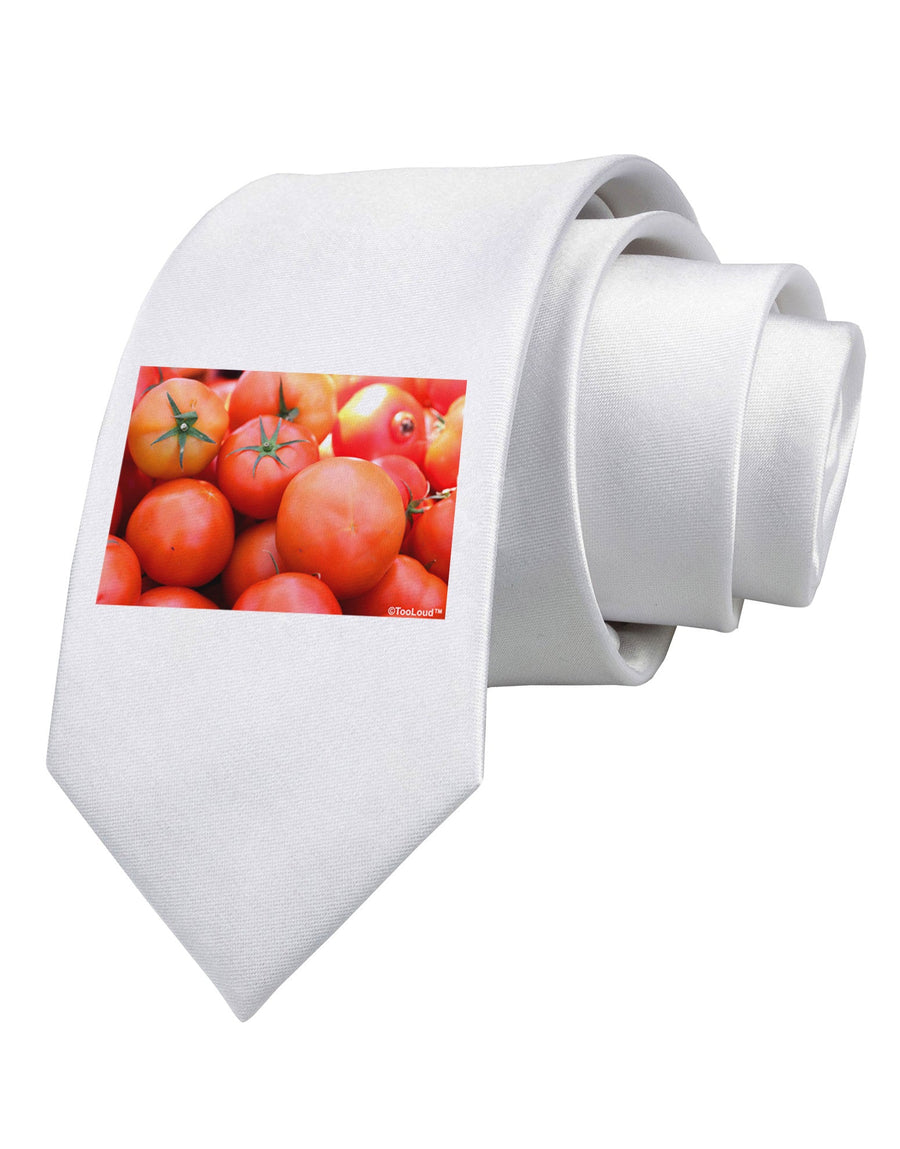 Buy Local Produce Tomatoes Printed White Necktie