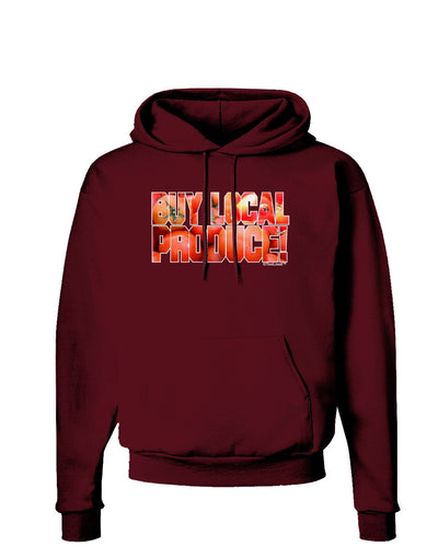 Buy Local Produce Tomatoes Text Dark Hoodie Sweatshirt-Hoodie-TooLoud-Maroon-Small-Davson Sales