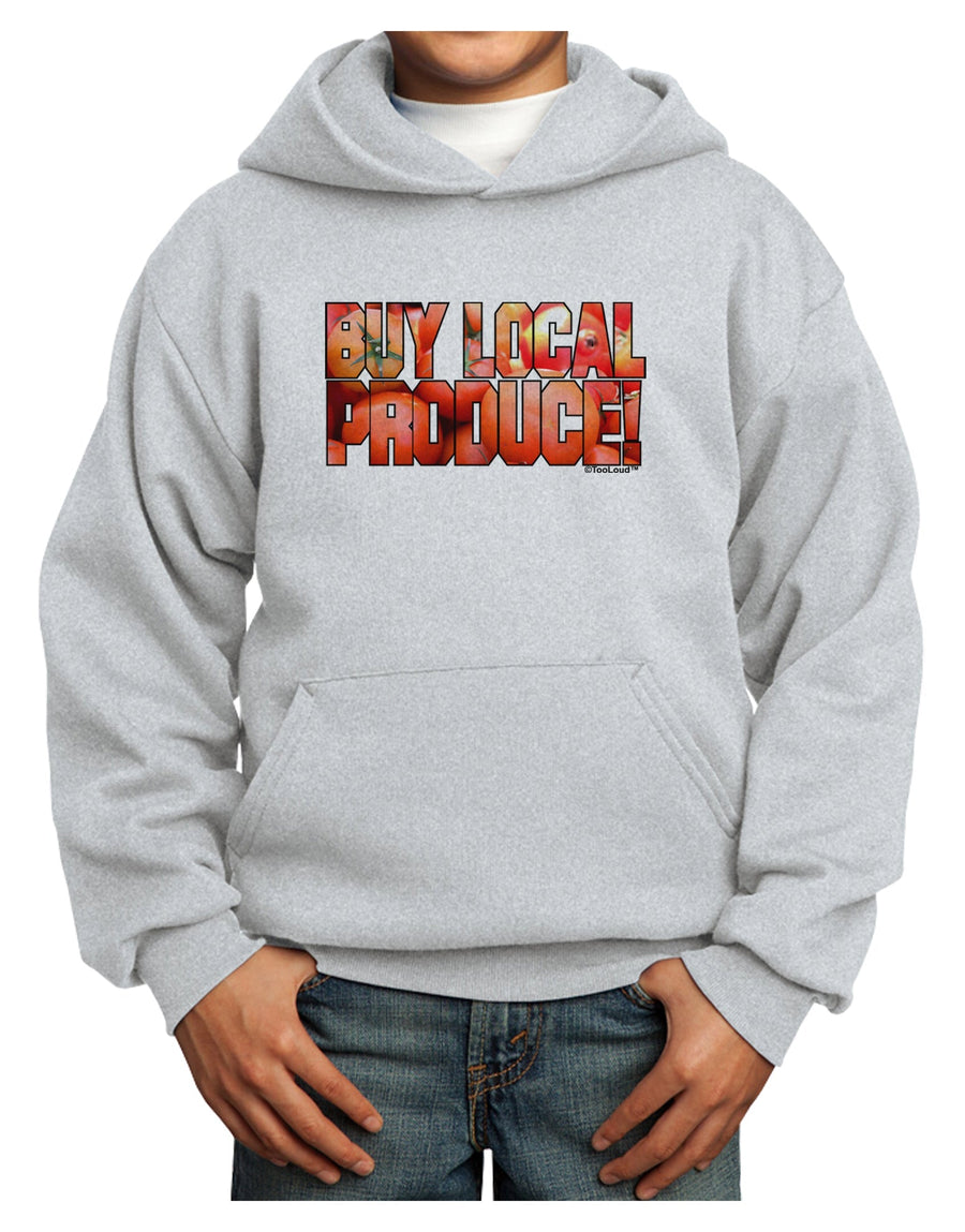 Buy Local Produce Tomatoes Text Youth Hoodie Pullover Sweatshirt-Youth Hoodie-TooLoud-White-XS-Davson Sales