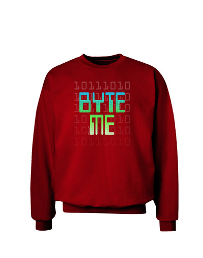 Byte Me Adult Dark Sweatshirt-Sweatshirts-TooLoud-Deep-Red-Small-Davson Sales