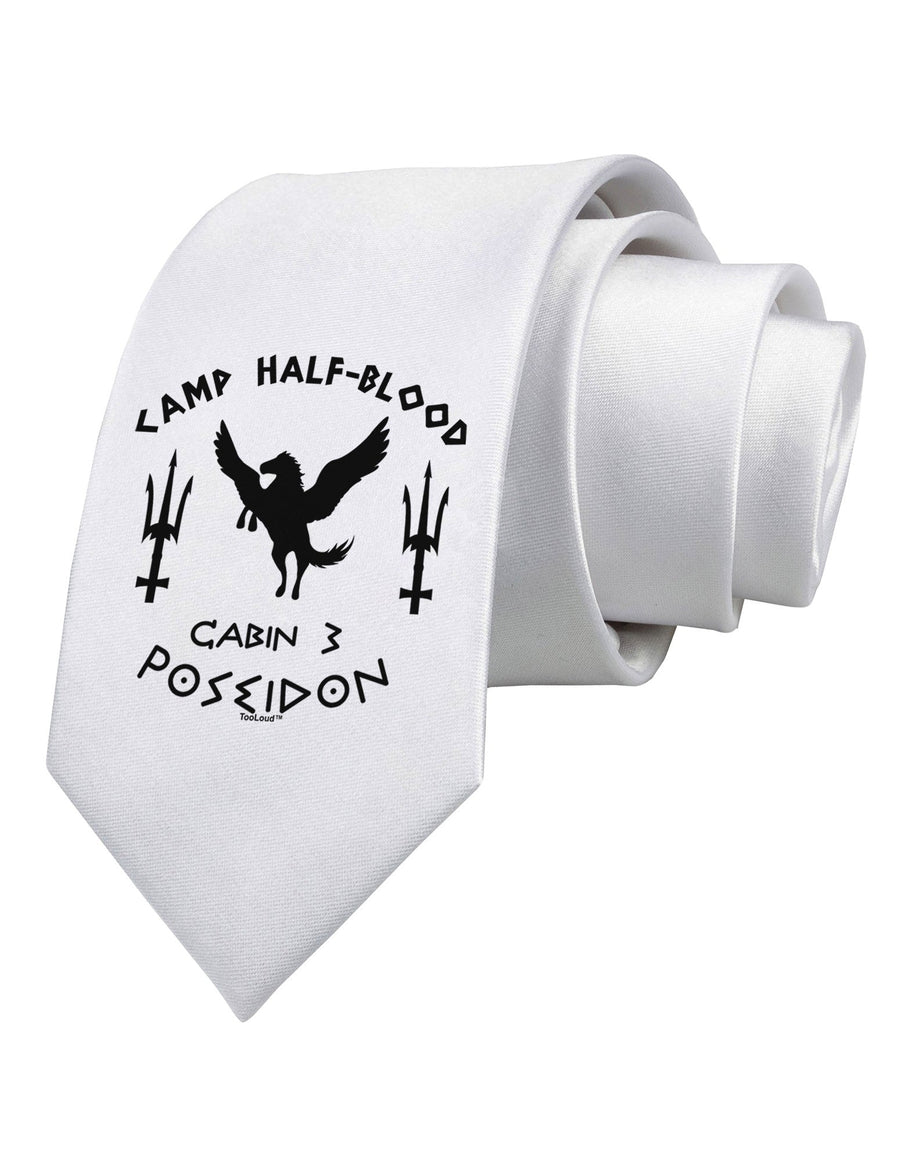 Cabin 3 Poseidon Camp Half Blood Printed White Necktie