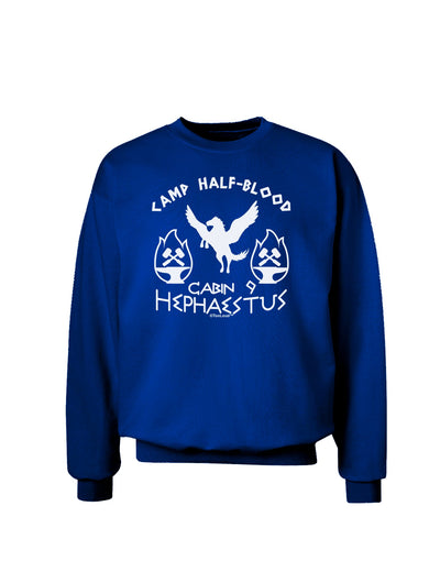 Cabin 9 Hephaestus Half Blood Adult Dark Sweatshirt-Sweatshirts-TooLoud-Deep-Royal-Blue-Small-Davson Sales