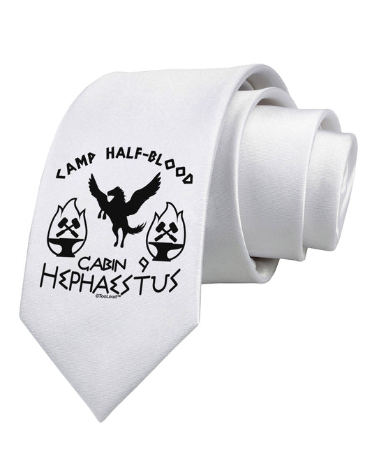 Cabin 9 Hephaestus Half Blood Printed White Necktie