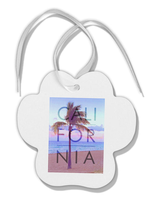 California Beach Filter Paw Print Shaped Ornament-Ornament-TooLoud-White-Davson Sales