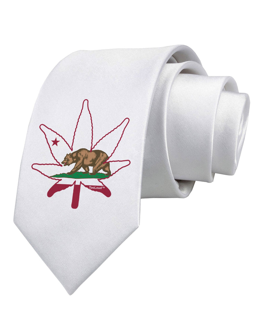 California Bear Leaf Design Printed White Necktie by TooLoud