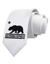 California Republic Design - Cali Bear Printed White Necktie by TooLoud