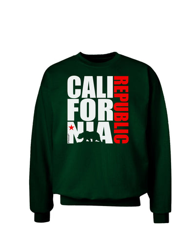 California Republic Design - California Red Star and Bear Adult Dark Sweatshirt by TooLoud-Sweatshirts-TooLoud-Deep-Forest-Green-Small-Davson Sales