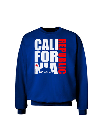 California Republic Design - California Red Star and Bear Adult Dark Sweatshirt by TooLoud-Sweatshirts-TooLoud-Deep-Royal-Blue-Small-Davson Sales