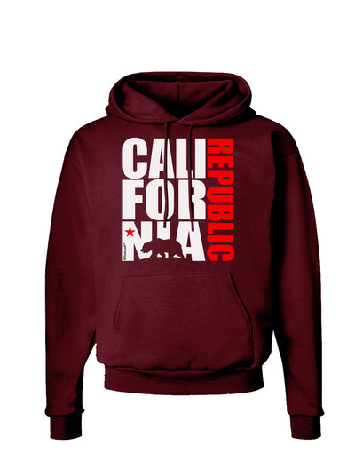 California Republic Design - California Red Star and Bear Dark Hoodie Sweatshirt by TooLoud-Hoodie-TooLoud-Maroon-Small-Davson Sales