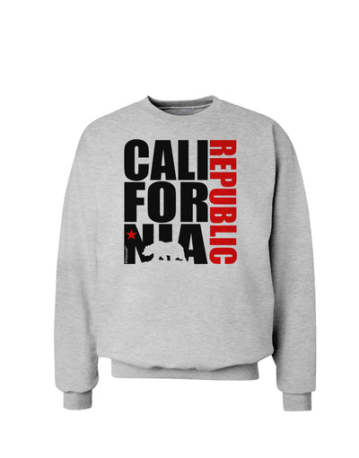 California Republic Design - California Red Star and Bear Sweatshirt by TooLoud-Sweatshirts-TooLoud-AshGray-Small-Davson Sales