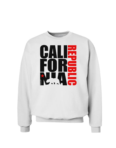 California Republic Design - California Red Star and Bear Sweatshirt by TooLoud-Sweatshirts-TooLoud-White-Small-Davson Sales