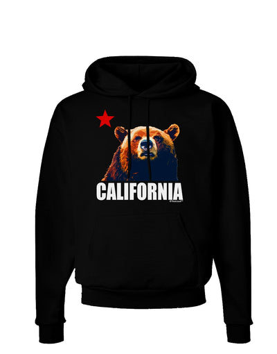 California Republic Design - Grizzly Bear and Star Dark Hoodie Sweatshirt by TooLoud-Hoodie-TooLoud-Black-Small-Davson Sales