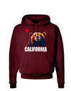 California Republic Design - Grizzly Bear and Star Dark Hoodie Sweatshirt by TooLoud-Hoodie-TooLoud-Maroon-Small-Davson Sales