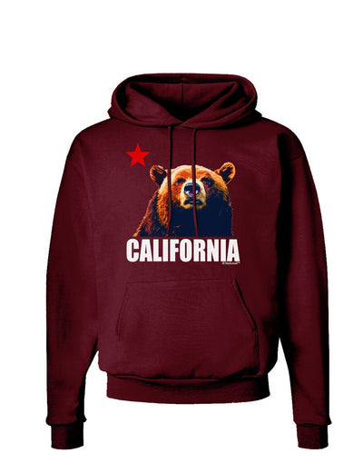 California Republic Design - Grizzly Bear and Star Dark Hoodie Sweatshirt by TooLoud-Hoodie-TooLoud-Maroon-Small-Davson Sales