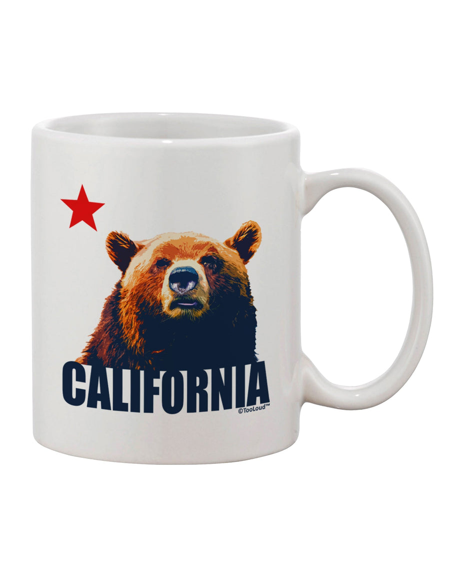 California Republic Design - Grizzly Bear and Star Embellished 11 oz Coffee Mug - Expertly Crafted by a Drinkware Connoisseur-11 OZ Coffee Mug-TooLoud-White-Davson Sales