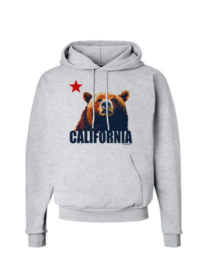 California Republic Design - Grizzly Bear and Star Hoodie Sweatshirt by TooLoud-Hoodie-TooLoud-AshGray-Small-Davson Sales