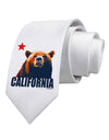 California Republic Design - Grizzly Bear and Star Printed White Necktie by TooLoud